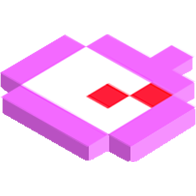 A bright pink compass made of large squares