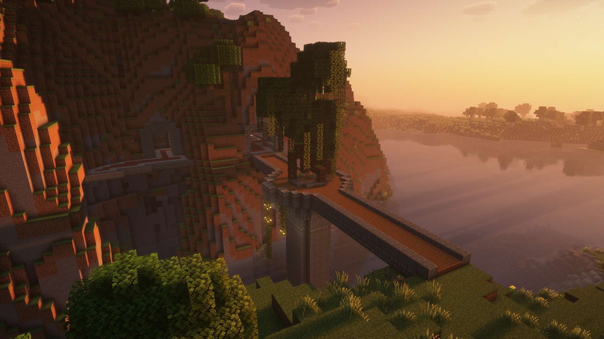 Centered around a central plateu, this world contained a pirate ship, an underground pumpkin pie factory, and a small cavern fishing town.